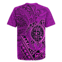 Hawaii Monk Seal and Dolphin Rugby Jersey Polynesian Kakau Pattern Pink LT03 - Polynesian Pride