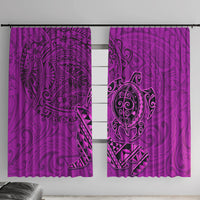 Hawaii Monk Seal and Dolphin Window Curtain Polynesian Kakau Pattern Pink