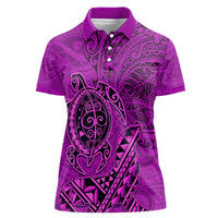 Hawaii Monk Seal and Dolphin Women Polo Shirt Polynesian Kakau Pattern Pink LT03 Female Pink - Polynesian Pride