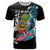 Hawaii Pineapple Surfing T Shirt It's in My DNA - Kakau and Polynesian Pattern LT03 Black - Polynesian Pride