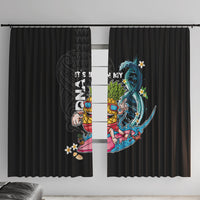 Hawaii Pineapple Surfing Window Curtain It's in My DNA - Kakau and Polynesian Pattern LT03 With Hooks Black - Polynesian Pride
