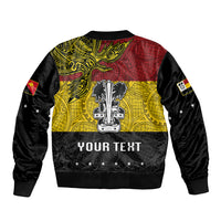 Custom Papua New Guinea Madang Province Sleeve Zip Bomber Jacket PNG Birds Of Paradise Polynesian Arty Style LT03 - Polynesian Pride