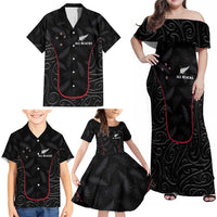 Custom New Zealand Rugby Family Matching Off Shoulder Maxi Dress and Hawaiian Shirt Maori All Black Championship 2024 and Silver Fern LT03 - Polynesian Pride