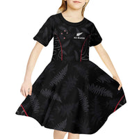 Custom New Zealand Rugby Kid Short Sleeve Dress Maori All Black Championship 2024 and Silver Fern LT03 - Polynesian Pride