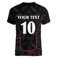 Custom New Zealand Rugby Women V-Neck T-Shirt Maori All Black Championship 2024 and Silver Fern LT03 - Polynesian Pride