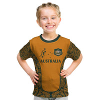 Custom Australia Rugby Championship 2024 Kid T Shirt Aboriginal Art Tattoo Pattern