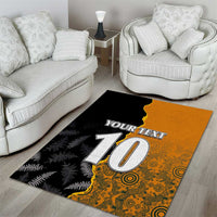 Custom New Zealand and Australia Rugby Championship 2024 Area Rug Maori Warrior and Kangaroo Mascot with Fern Aboriginal LT03 - Polynesian Pride