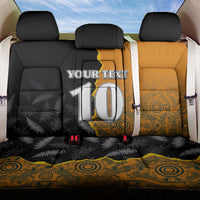 Custom New Zealand and Australia Rugby Championship 2024 Back Car Seat Cover Maori Warrior and Kangaroo Mascot with Fern Aboriginal LT03 One Size Black - Polynesian Pride