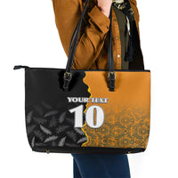Custom New Zealand and Australia Rugby Championship 2024 Leather Tote Bag Maori Warrior and Kangaroo Mascot with Fern Aboriginal LT03 - Polynesian Pride
