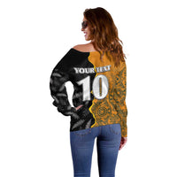 Custom New Zealand and Australia Rugby Championship 2024 Off Shoulder Sweater Maori Warrior and Kangaroo Mascot with Fern Aboriginal LT03 - Polynesian Pride