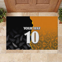 Custom New Zealand and Australia Rugby Championship 2024 Rubber Doormat Maori Warrior and Kangaroo Mascot with Fern Aboriginal LT03 Black - Polynesian Pride