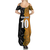 Custom New Zealand and Australia Rugby Championship 2024 Summer Maxi Dress Maori Warrior and Kangaroo Mascot with Fern Aboriginal LT03 - Polynesian Pride