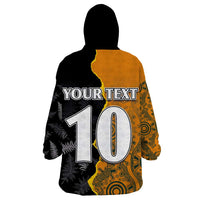 Custom New Zealand and Australia Rugby Championship 2024 Wearable Blanket Hoodie Maori Warrior and Kangaroo Mascot with Fern Aboriginal LT03 - Polynesian Pride