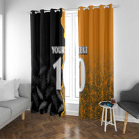 Custom New Zealand and Australia Rugby Championship 2024 Window Curtain Maori Warrior and Kangaroo Mascot with Fern Aboriginal LT03 With Grommets Black - Polynesian Pride