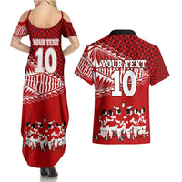 Personalised Tonga Rugby Couples Matching Summer Maxi Dress and Hawaiian Shirt Sipi Tau Dance Ngatu Pattern LT03 - Polynesian Pride