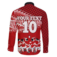 Personalised Tonga Rugby Family Matching Short Sleeve Bodycon Dress and Hawaiian Shirt Sipi Tau Dance Ngatu Pattern LT03 - Polynesian Pride