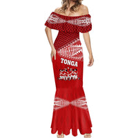 Personalised Tonga Rugby Mermaid Dress Sipi Tau Dance Ngatu Pattern LT03 - Polynesian Pride