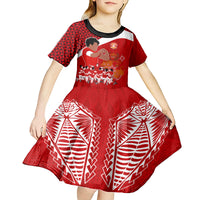 tonga-rugby-kid-short-sleeve-dress-sipi-tau-dance-coat-of-arms-ngatu-pattern