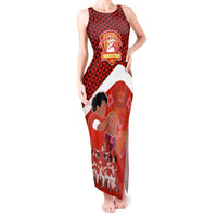 Tonga Rugby Tank Maxi Dress Sipi Tau Dance Coat of Arms Ngatu Pattern LT03 Women Red - Polynesian Pride