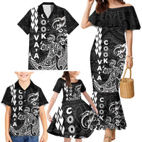 Cook Islands Va'a Polynesian Art Tattoo Family Matching Mermaid Dress and Hawaiian Shirt Black Color LT03 - Polynesian Pride