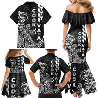 Cook Islands Va'a Polynesian Art Tattoo Family Matching Mermaid Dress and Hawaiian Shirt Black Color LT03 - Polynesian Pride