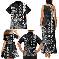 Cook Islands Va'a Polynesian Art Tattoo Family Matching Tank Maxi Dress and Hawaiian Shirt Black Color LT03 - Polynesian Pride