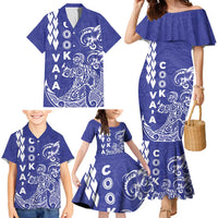 Cook Islands Va'a Polynesian Art Tattoo Family Matching Mermaid Dress and Hawaiian Shirt Blue Color LT03 - Polynesian Pride