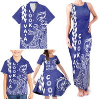 Cook Islands Va'a Polynesian Art Tattoo Family Matching Tank Maxi Dress and Hawaiian Shirt Blue Color LT03 - Polynesian Pride
