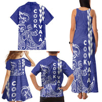 Cook Islands Va'a Polynesian Art Tattoo Family Matching Tank Maxi Dress and Hawaiian Shirt Blue Color LT03 - Polynesian Pride