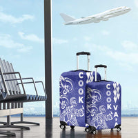 Cook Islands Vaa Polynesian Art Tattoo Luggage Cover Blue Color