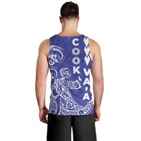 Cook Islands Vaa Polynesian Art Tattoo Men Tank Top Blue Color