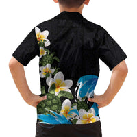 Hawaiian Plumeria and Turtle Family Matching Off The Shoulder Long Sleeve Dress and Hawaiian Shirt with Polynesian Tribal Art Pattern Vintage Vibes LT03 - Polynesian Pride