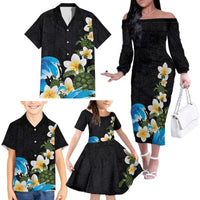 Hawaiian Plumeria and Turtle Family Matching Off The Shoulder Long Sleeve Dress and Hawaiian Shirt with Polynesian Tribal Art Pattern Vintage Vibes LT03 - Polynesian Pride