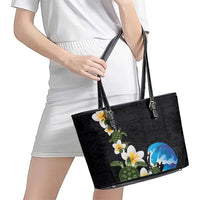 Hawaiian Plumeria and Turtle Leather Tote Bag with Polynesian Tribal Art Pattern Vintage Vibes LT03 - Polynesian Pride