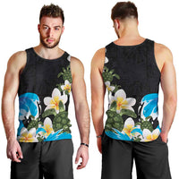 Hawaiian Plumeria and Turtle Men Tank Top with Polynesian Tribal Art Pattern Vintage Vibes