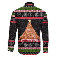 Personalized New Zealand Meri Kirihimete Family Matching Long Sleeve Bodycon Dress and Hawaiian Shirt Maori Warrior with Rugby Christmas Tree LT03 - Polynesian Pride