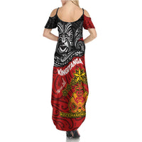 Maori King Movement Family Matching Summer Maxi Dress and Hawaiian Shirt Ko Te Mana Motuhake Emblem with Moko and Polynesian Art Tattoo LT03 - Polynesian Pride