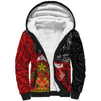 Maori King Movement Sherpa Hoodie Ko Te Mana Motuhake Emblem with Moko and Polynesian Art Tattoo LT03 Unisex Red - Polynesian Pride