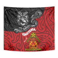 The Kingitanga - Maori King Movement Tapestry Ko Te Mana Motuhake Emblem with Moko and Polynesian Art Tattoo
