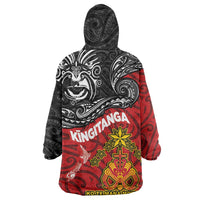 Maori King Movement Wearable Blanket Hoodie Ko Te Mana Motuhake Emblem with Moko and Polynesian Art Tattoo LT03 - Polynesian Pride