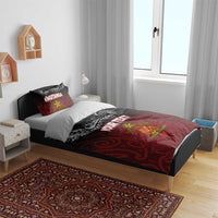 Personalised The Kingitanga - Maori King Movement Bedding Set Ko Te Mana Motuhake Emblem with Silver Ferns and Polynesian Art Tattoo
