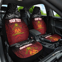 Personalised Maori King Movement Car Seat Cover Ko Te Mana Motuhake Emblem with Silver Ferns and Polynesian Art Tattoo LT03 One Size Red - Polynesian Pride