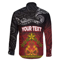 Personalised Maori King Movement Family Matching Off Shoulder Short Dress and Hawaiian Shirt Ko Te Mana Motuhake Emblem with Silver Ferns and Polynesian Art Tattoo LT03 - Polynesian Pride