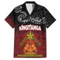 Personalised Maori King Movement Family Matching Puletasi and Hawaiian Shirt Ko Te Mana Motuhake Emblem with Silver Ferns and Polynesian Art Tattoo LT03 Dad's Shirt - Short Sleeve Red - Polynesian Pride