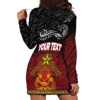 Personalised Maori King Movement Hoodie Dress Ko Te Mana Motuhake Emblem with Silver Ferns and Polynesian Art Tattoo LT03 - Polynesian Pride