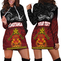 Personalised Maori King Movement Hoodie Dress Ko Te Mana Motuhake Emblem with Silver Ferns and Polynesian Art Tattoo LT03 - Polynesian Pride