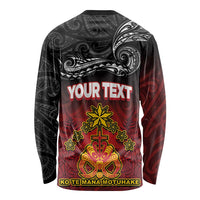 Personalised Maori King Movement Long Sleeve Shirt Ko Te Mana Motuhake Emblem with Silver Ferns and Polynesian Art Tattoo LT03 - Polynesian Pride