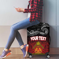 Personalised Maori King Movement Luggage Cover Ko Te Mana Motuhake Emblem with Silver Ferns and Polynesian Art Tattoo LT03 - Polynesian Pride