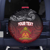 Personalised Maori King Movement Spare Tire Cover Ko Te Mana Motuhake Emblem with Silver Ferns and Polynesian Art Tattoo LT03 - Polynesian Pride