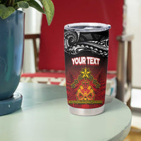 Personalised Maori King Movement Tumbler Cup Ko Te Mana Motuhake Emblem with Silver Ferns and Polynesian Art Tattoo LT03 - Polynesian Pride